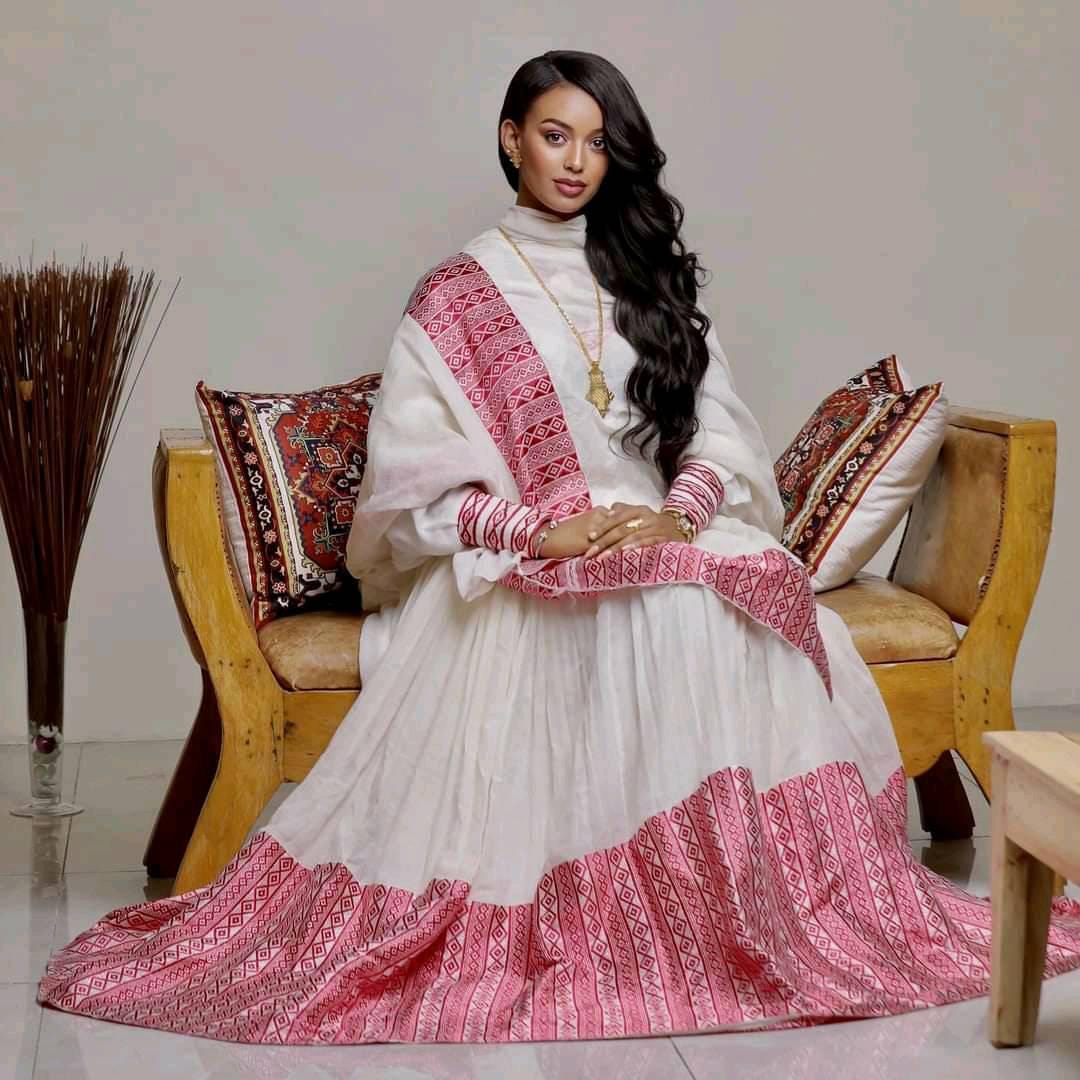 New Ethiopian Dress For Women, Traditional Saba Kemis, Eritrean Cultural Zuria Handmade Clothing Gift