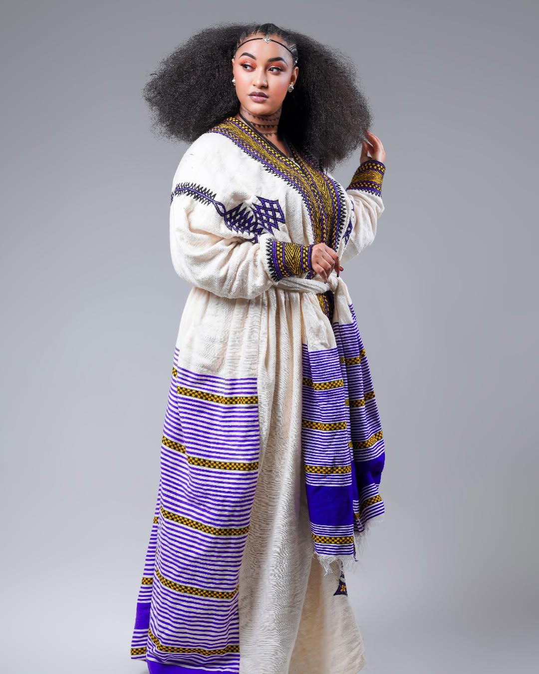 Handwoven Habesha Kemis Dress: Ethiopian Traditional Gondar Wear, Custom Cultural Fit,