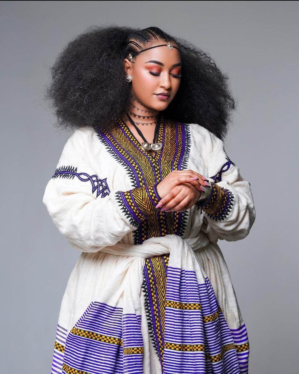 Handwoven Habesha Kemis Dress: Ethiopian Traditional Gondar Wear, Custom Cultural Fit,