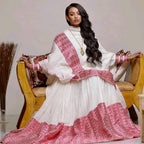 New Ethiopian Dress For Women, Traditional Saba Kemis, Eritrean Cultural Zuria Handmade Clothing Gift