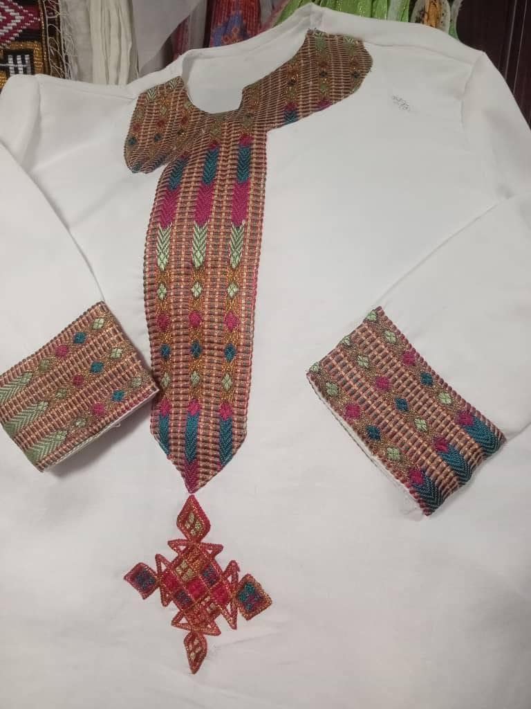 Habesha Men's Shirt, Ethiopian and Eritrean Embroidered Men's Traditional Top, Tilet Design, Handmade Wear