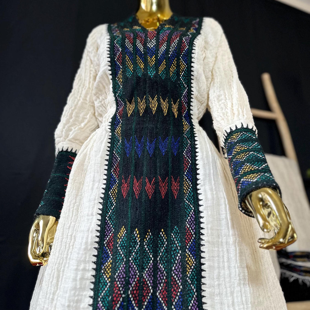 Handwoven Axum Fetil Habesha Dress: Ethiopian Eritrean Cultural Clothing