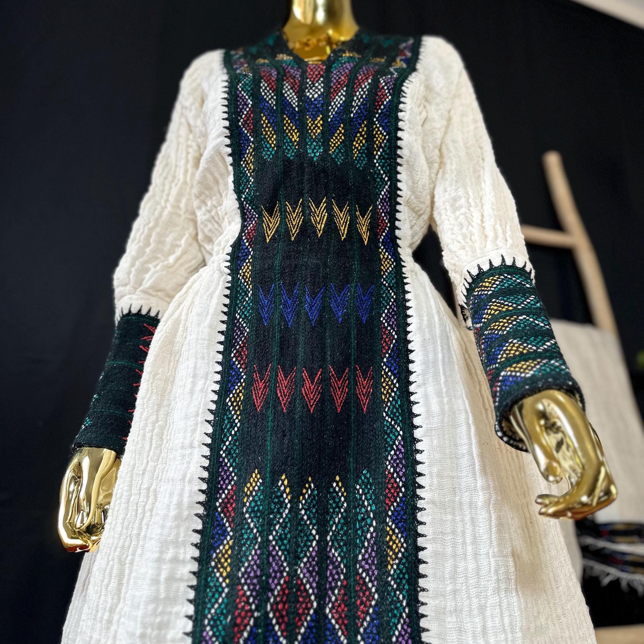 Handwoven Axum Fetil Habesha Dress: Ethiopian Eritrean Cultural Clothing