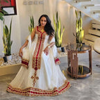Handmade Habesha Kemis: Ethiopian Wedding Dress, Tibeb Embroidery