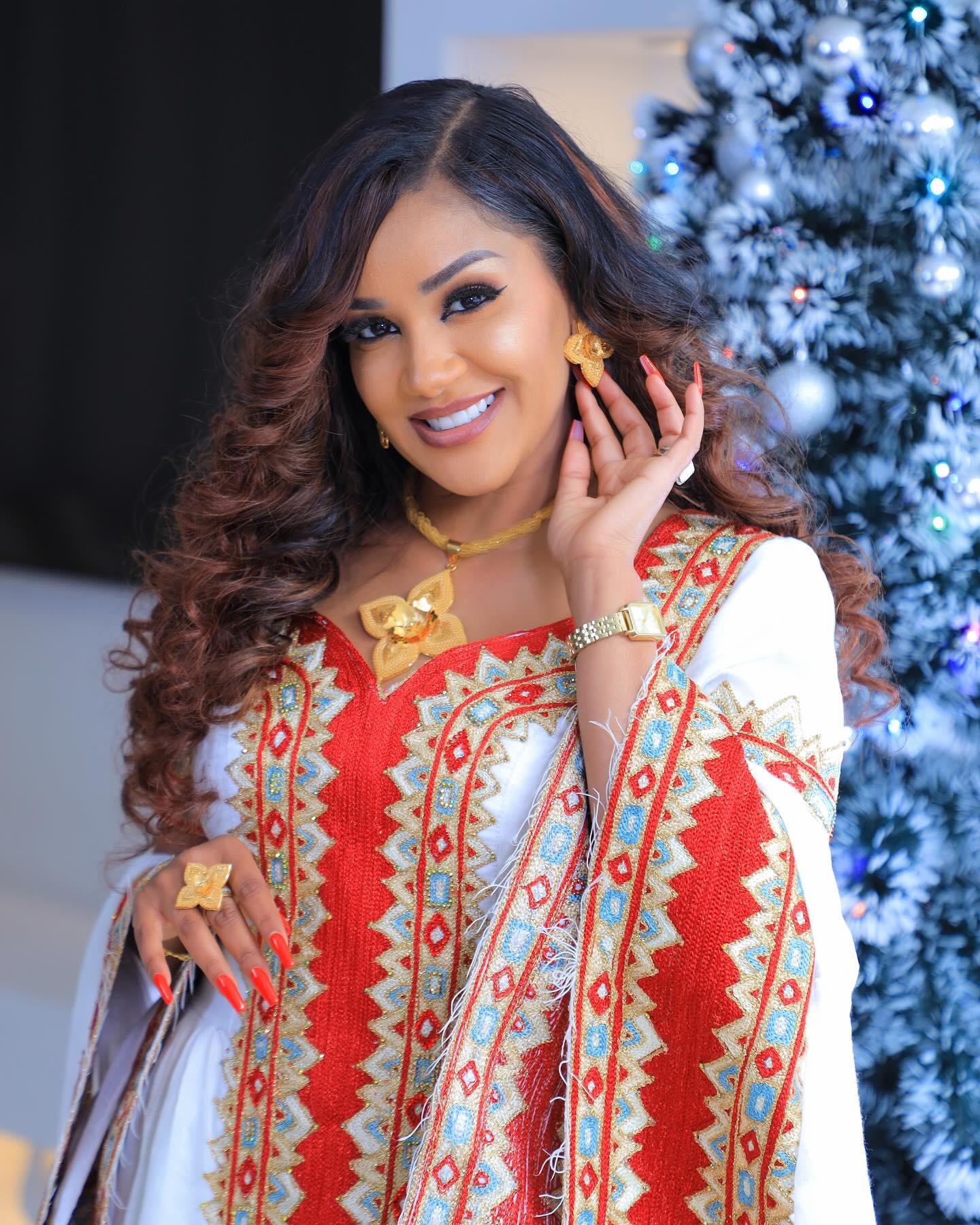 Handmade Habesha Kemis: Ethiopian Wedding Dress, Tibeb Embroidery
