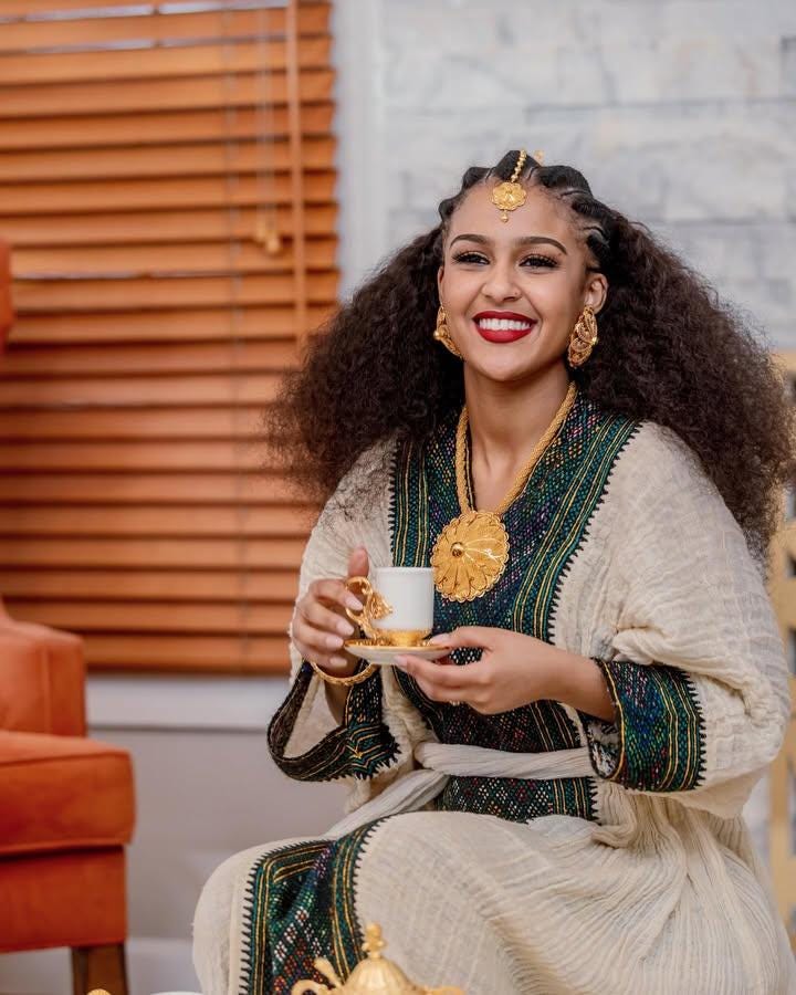Handwoven Fetil Habesha Dress: Ethiopian Traditional Clothing with Kuta & Mekenet