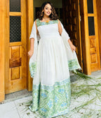 Handmade Light Green Zuria Habesha Kemis: Ethiopian Wedding Dress, Traditional Women’s Attire, Modern Cultural Outfit, New Luxury Tilet Gift
