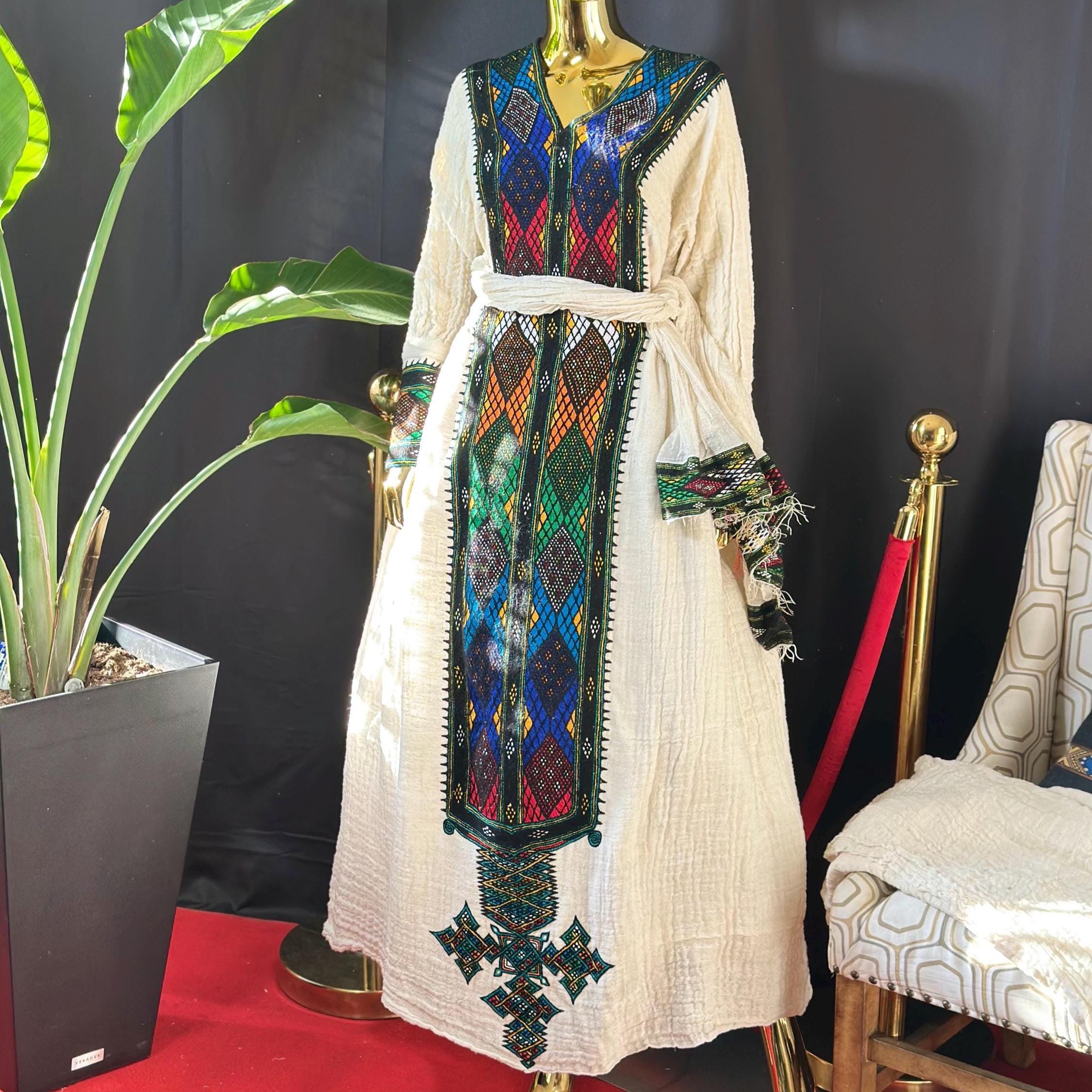 Handmade Axum Fetil Habesha Dress: Ethiopian and Eritrean Cultural Outfit, Traditional Women’s Attire, Elegant Celebration Wear, Luxury Gift