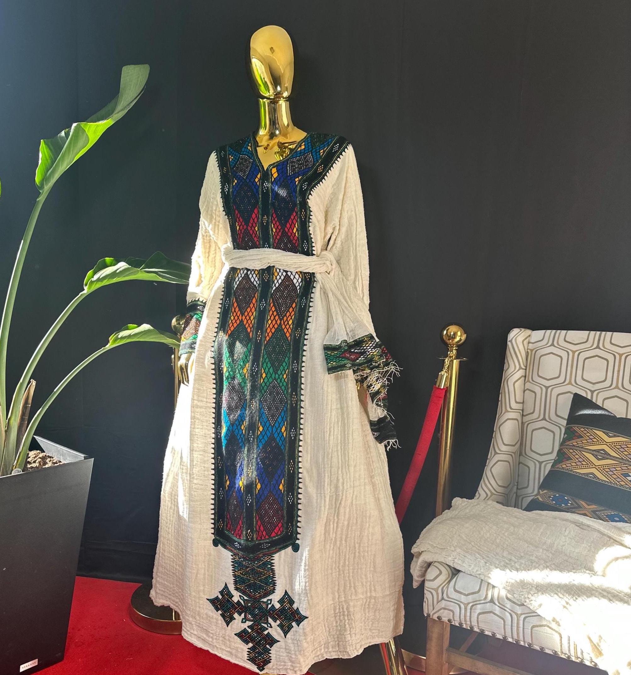 Handmade Axum Fetil Habesha Dress: Ethiopian and Eritrean Cultural Outfit, Traditional Women’s Attire, Elegant Celebration Wear, Luxury Gift