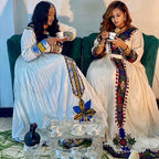 Habesha Kemis, Ethiopian Wedding Cultural Celebration Dress, with Tibeb Embroidery, Women’s Traditional Outfit