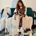 Habesha Kemis, Ethiopian Wedding Cultural Celebration Dress, with Tibeb Embroidery, Women’s Traditional Outfit