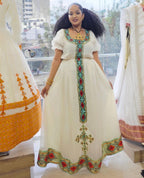 Handmade Zuria Habesha Kemis, Traditional Ethiopian Outfit, Tibeb Embroidery, Eritrean Women’s Cultural Dress