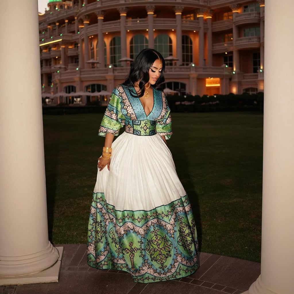 Handwoven Habesha Kemis: Eritrean Cultural Wedding Dress, Ethiopian Traditional Women Kemis, Extravagant Zuria