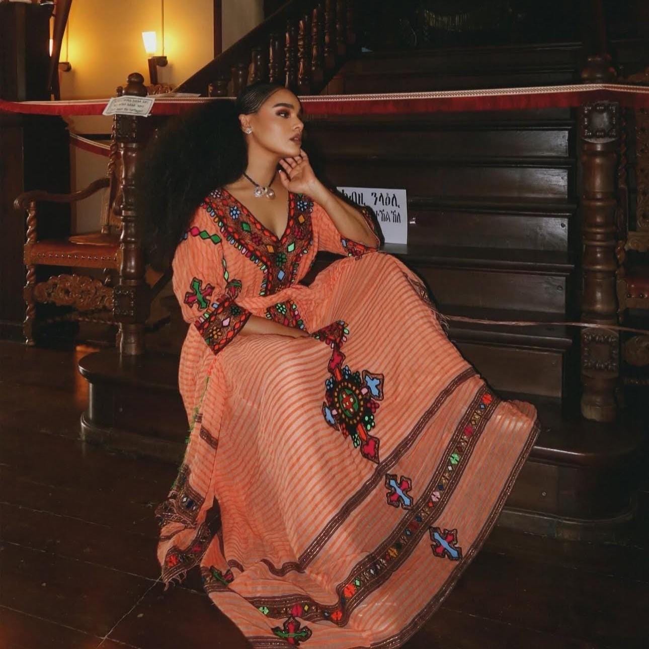New Ethiopian Habesha Kemis, Eritrean Traditional Women’s Outfit, Ye Habesha Fashion Style, Eritrean Party Dress, Cultural Handmade Attire
