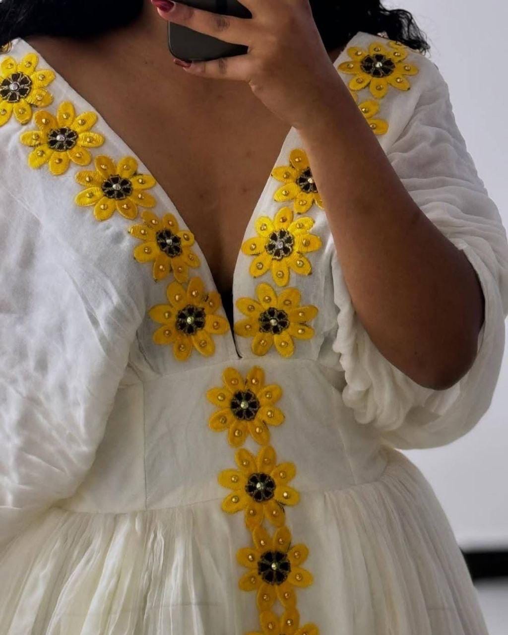 Handmade Yellow Zuria Habesha Kemis: Elegant Ethiopian Wedding Attire, Embroidered Cotton, Women’s Traditional Outfit, Holiday Fashion Dress