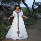 Handmade Zuria Habesha Kemis: Ethiopian Wedding Dress with