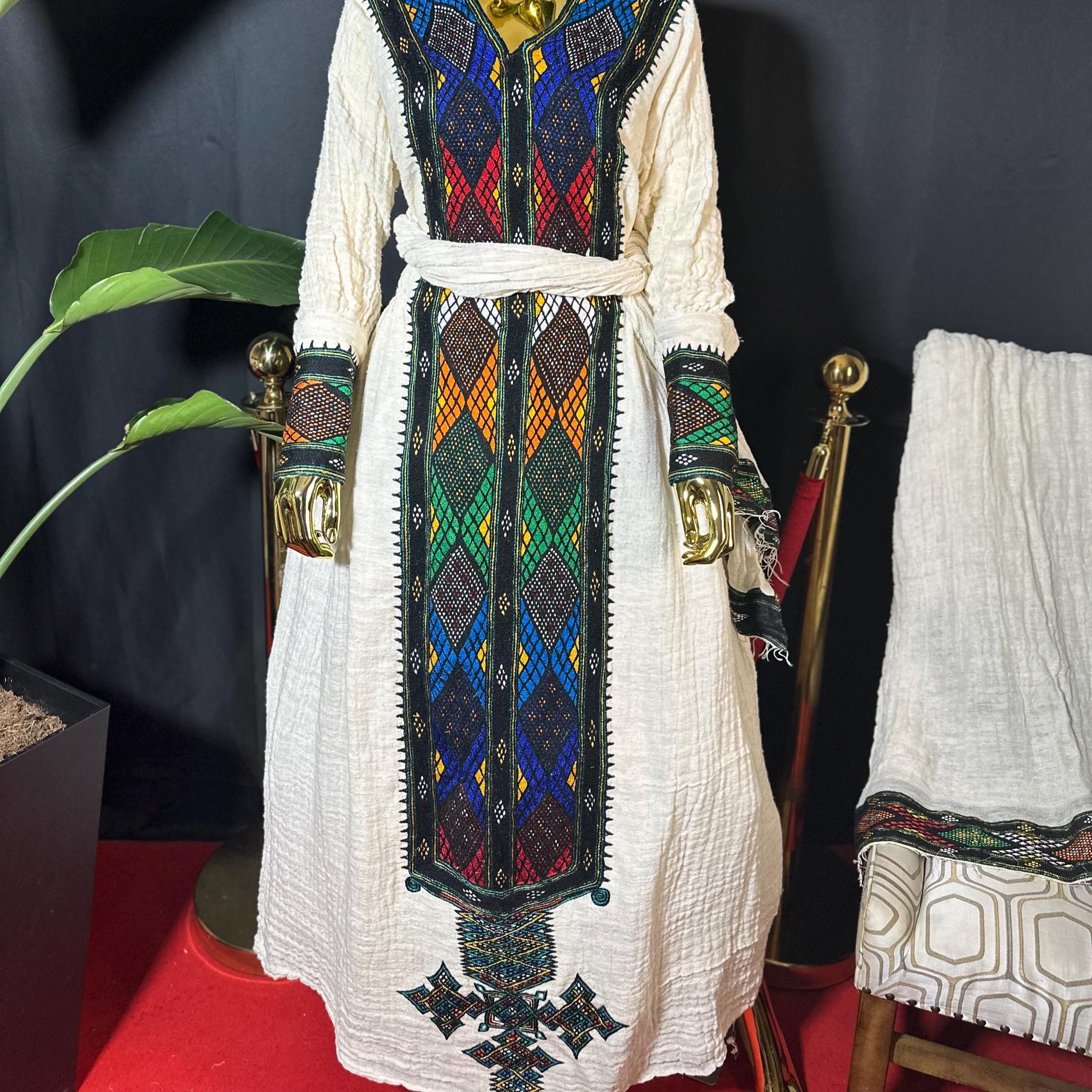 Handmade Axum Fetil Habesha Dress: Ethiopian and Eritrean Cultural Outfit, Traditional Women’s Attire, Elegant Celebration Wear, Luxury Gift