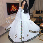 Handmade Zuria Habesha Kemis: Ethiopian Wedding Attire, Traditional Women’s Dress, Elegant Cultural Celebration Wear, Modern Luxury Fashion