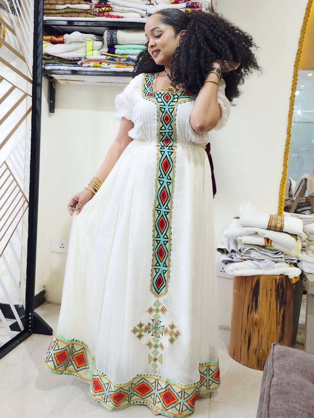 Handmade Zuria Habesha Kemis, Traditional Ethiopian Outfit, Tibeb Embroidery, Eritrean Women’s Cultural Dress