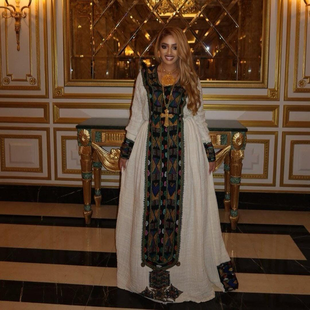 Handwoven Axum Habesha Kemis: Ethiopian Wedding Attire, Eye-Catching Traditional Outfit, Elegant Women’s Dress, Fabulous Cultural Fashion