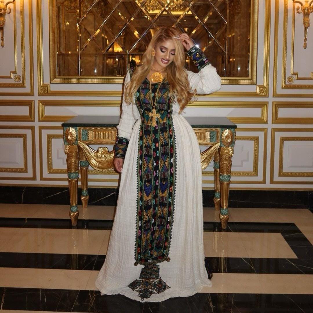 Handwoven Axum Habesha Kemis: Ethiopian Wedding Attire, Eye-Catching Traditional Outfit, Elegant Women’s Dress, Fabulous Cultural Fashion