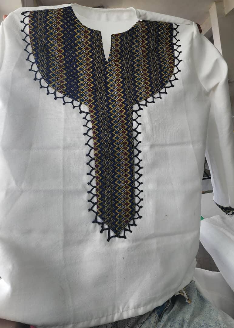 Handmade Ethiopian Men’s Shirt: Habesha Clothing with Brown Embroidery, Stylish Traditional Outfit, New Cultural Wear For Weddings, Holidays