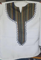 Handmade Ethiopian Men’s Shirt: Habesha Clothing with Brown Embroidery, Stylish Traditional Outfit, New Cultural Wear For Weddings, Holidays