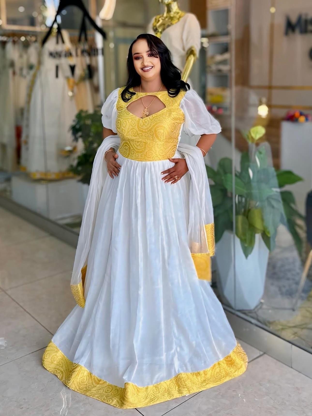 Handmade Habesha Kemis Dress | Modern Ethiopian Cultural Clothing for Women | Traditional Habesha Attire & Fashion Ethiopian Dress