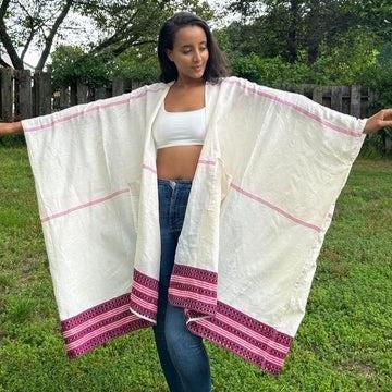 Cotton Women Cardigan that is Made Using Ethiopian Traditional Dress & Handmade With Care, Cotton Gown, Soft, Breathable, Natural soft,