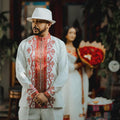 Red Embroidered Habesha Men’s Shirt| Handcrafted Ethiopian Men Fashion| Traditional Wedding Outfit| Elegant Saba Tilf Design, Habesha Gift