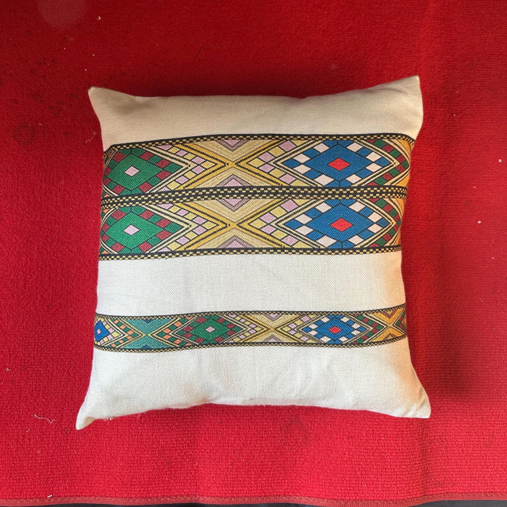 Ethiopian Saba Tilet Pillow Cushion Cover| 45CM X 45CM Cultural Habesha Home Decor| Habesha Linen Sofa pillow Cover