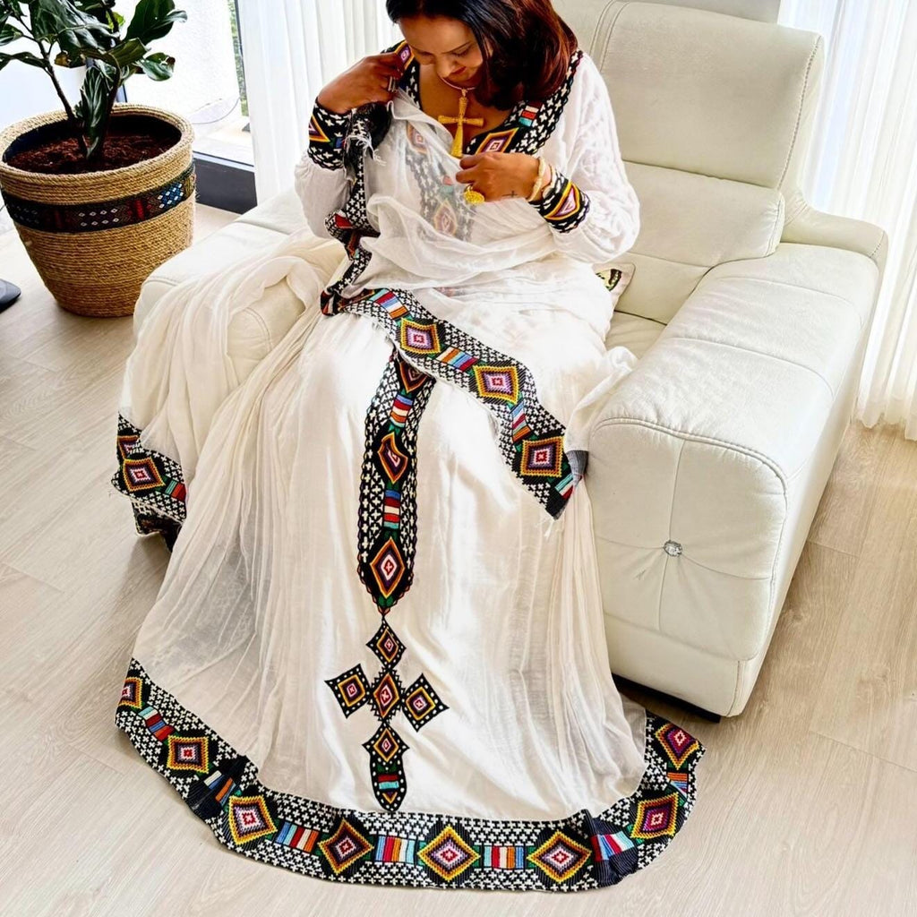 Ethiopian Cultural Dress, Zuria Habesha Tibeb, Ethiopian Traditional Wedding Dress Sale, New Tilet Habesha Kemis, Modern Style Habesha Cloth