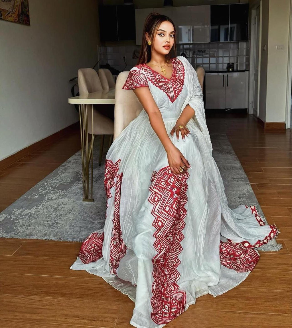 Ethiopian Women Modern Dress, Zuria Habesha, Ethiopian Traditional Wedding Dress Sale, New Tilet Habesha Kemis, Modern Style Habesha Cloth