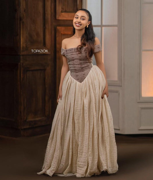 Ethiopian Women Modern Dress, Handmade Habesha Kemis, New Eritrean Cultural Celebration Outfit