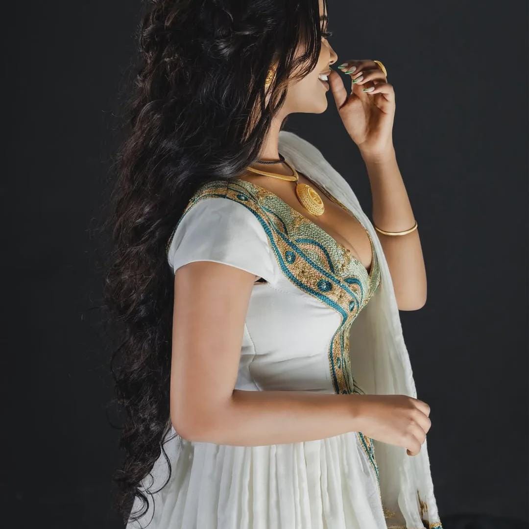 Modern Ethiopian Women’s Dress | Handmade Zuria Habesha Kemis, New Tilet Design, Elegant Cultural Attire, Traditional Wedding Clothing Sale