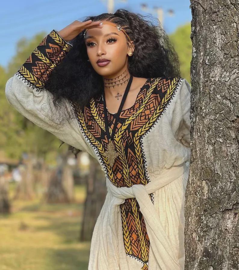 Habesha Kemis, Ethiopian Traditional Dress, Kemis, Eritrean Women’s Cultural Clothing, Elegant Handmade Wedding, New Habesha Attire, Bahil