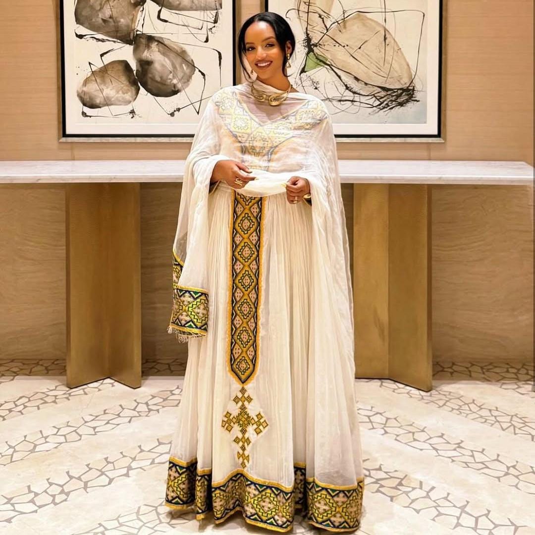 New Ethiopian Traditional Kemis, Handmade Ye Habesha Zuria Attire, Tibeb, Custom Ethiopian Dress Design, Habesha Gift, Habesha Women's Libs