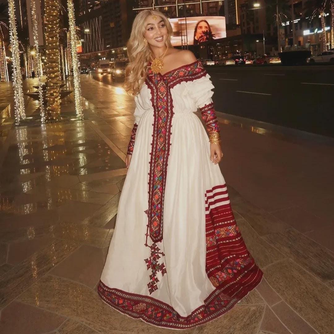 Ethiopian & Eritrean Habesha Dress: Handwoven Traditional Habehsa Kemis, Women’s Cultural Attire, Custom-Made Ethiopian Clothing, Fetil Gift