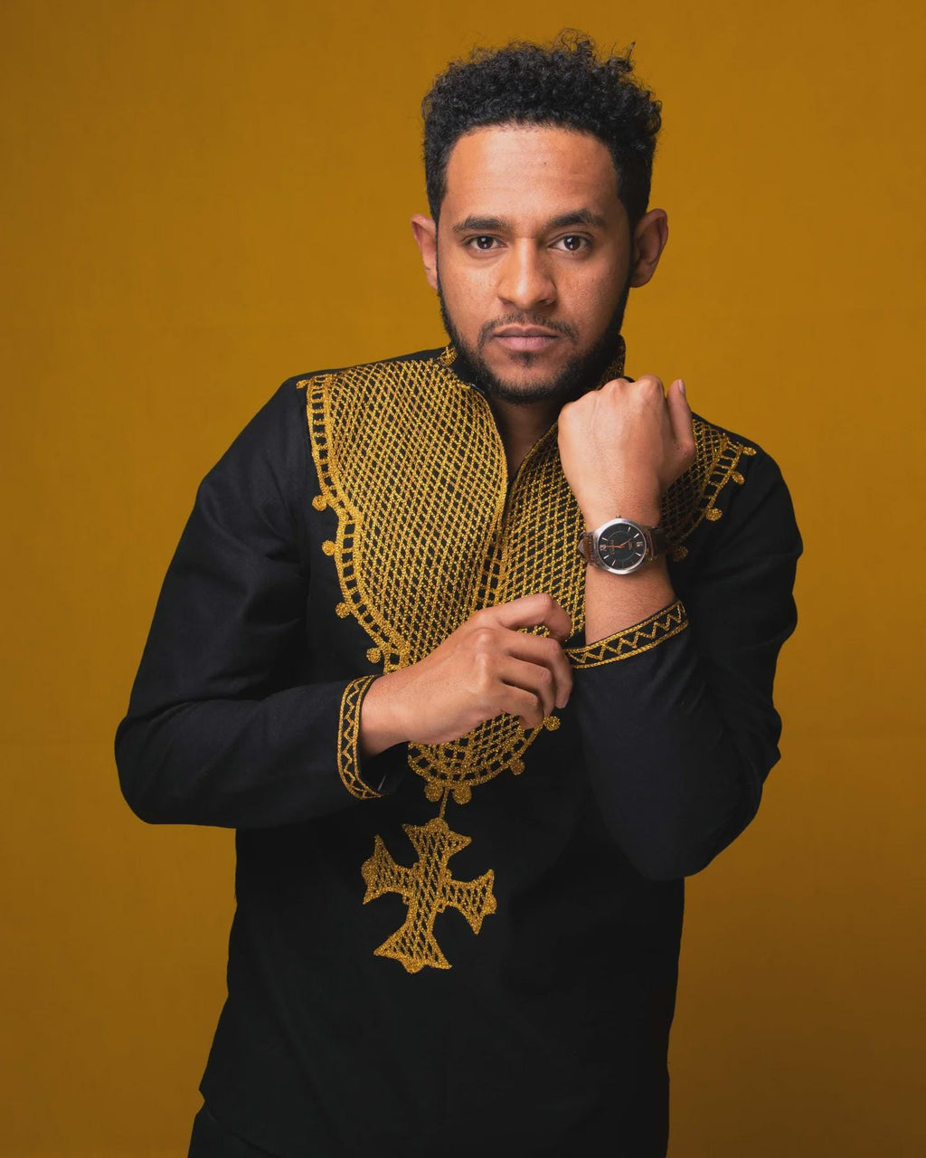 Embroidered Habesha Men’s T-Shirt: Stylish Ethiopian Traditional Wear, Modern Cultural Tilet Outfit, Perfect for Weddings, Holidays, Festive