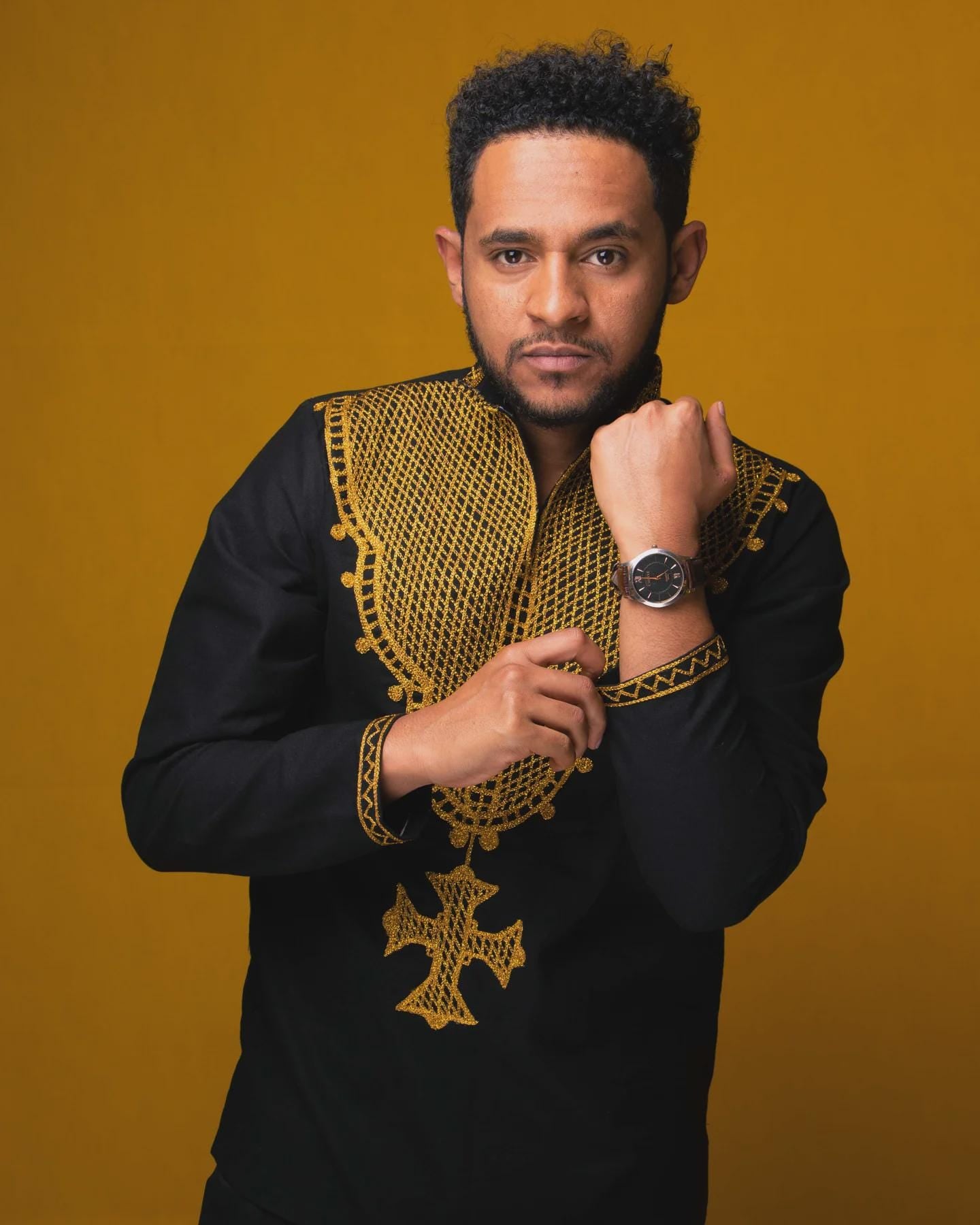Embroidered Habesha Men’s T-Shirt: Stylish Ethiopian Traditional Wear, Modern Cultural Tilet Outfit, Perfect for Weddings, Holidays, Festive