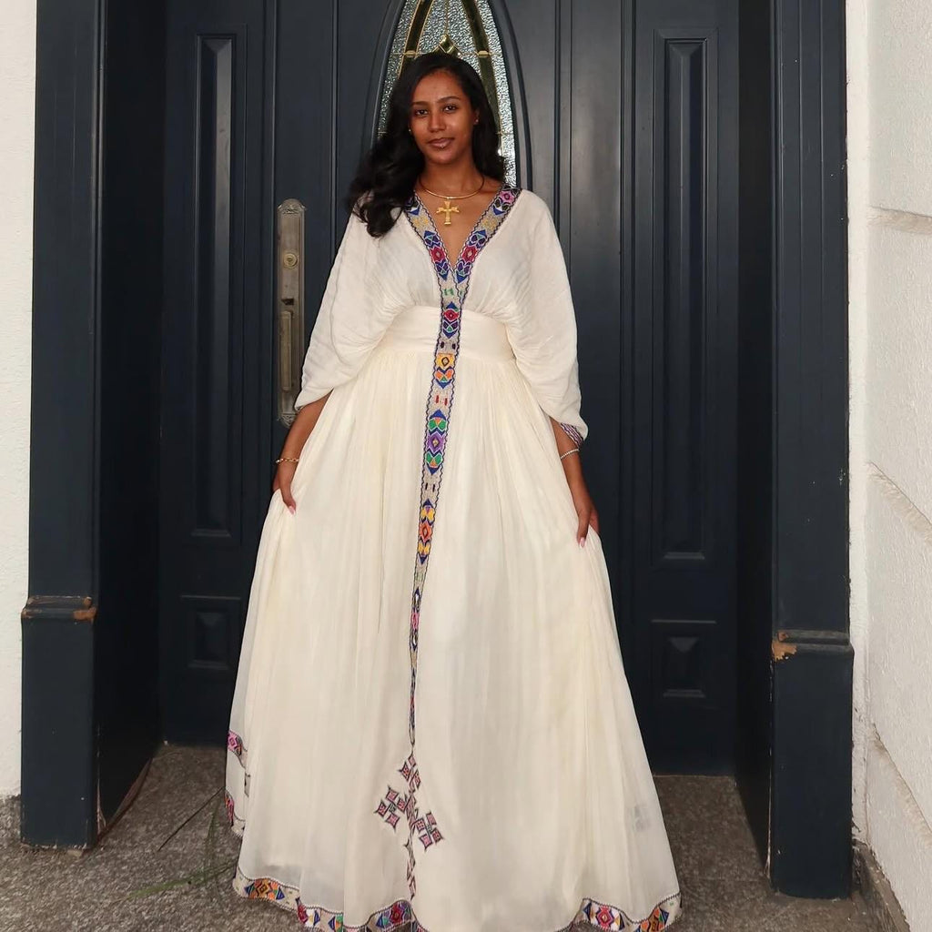 Ethiopian Cultural New Tilet Kemis, Zuria Tibeb, Ethiopian Traditional Wedding Dress, Modern Habesha Style
