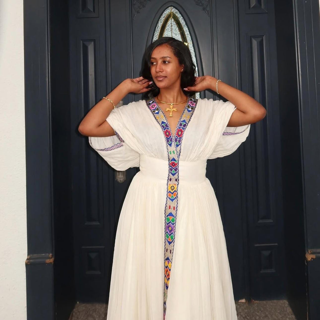 Ethiopian Cultural New Tilet Kemis, Zuria Tibeb, Ethiopian Traditional Wedding Dress, Modern Habesha Style
