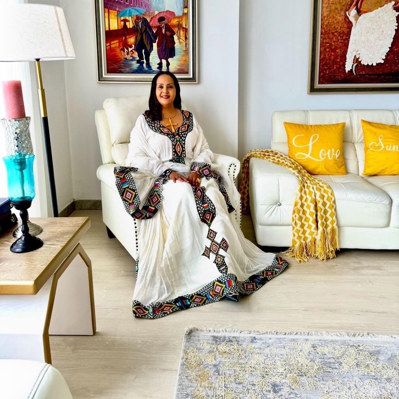 Ethiopian Cultural Dress, Zuria Habesha Tibeb, Ethiopian Traditional Wedding Dress Sale, New Tilet Habesha Kemis, Modern Style Habesha Cloth