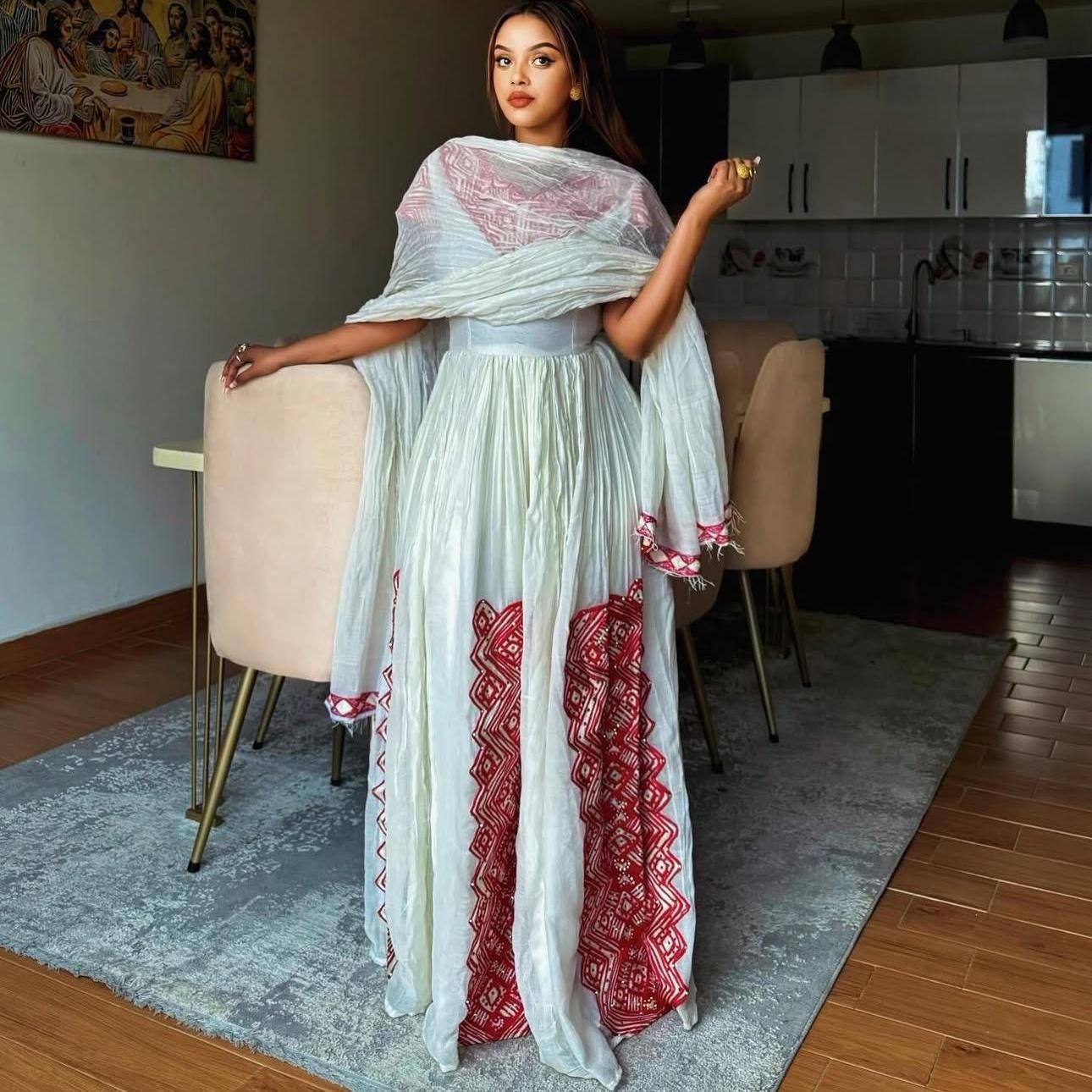 Ethiopian Women Modern Dress, Zuria Habesha, Ethiopian Traditional Wedding Dress Sale, New Tilet Habesha Kemis, Modern Style Habesha Cloth