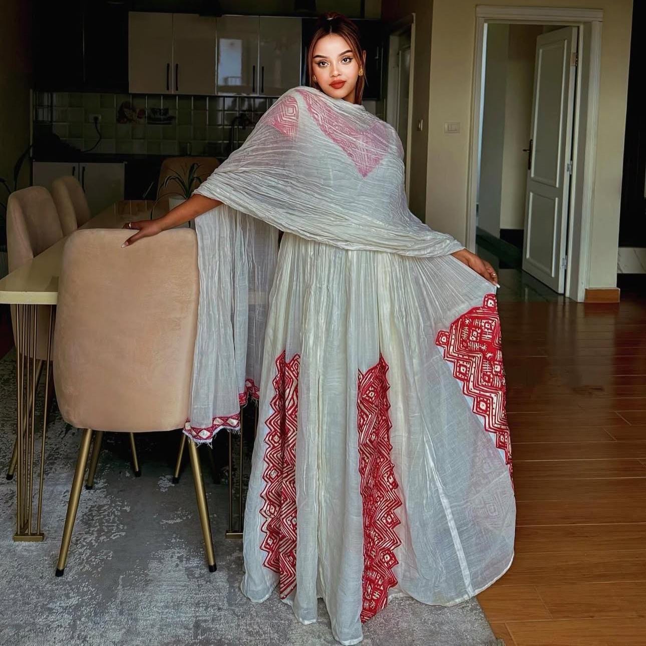 Ethiopian Women Modern Dress, Zuria Habesha, Ethiopian Traditional Wedding Dress Sale, New Tilet Habesha Kemis, Modern Style Habesha Cloth