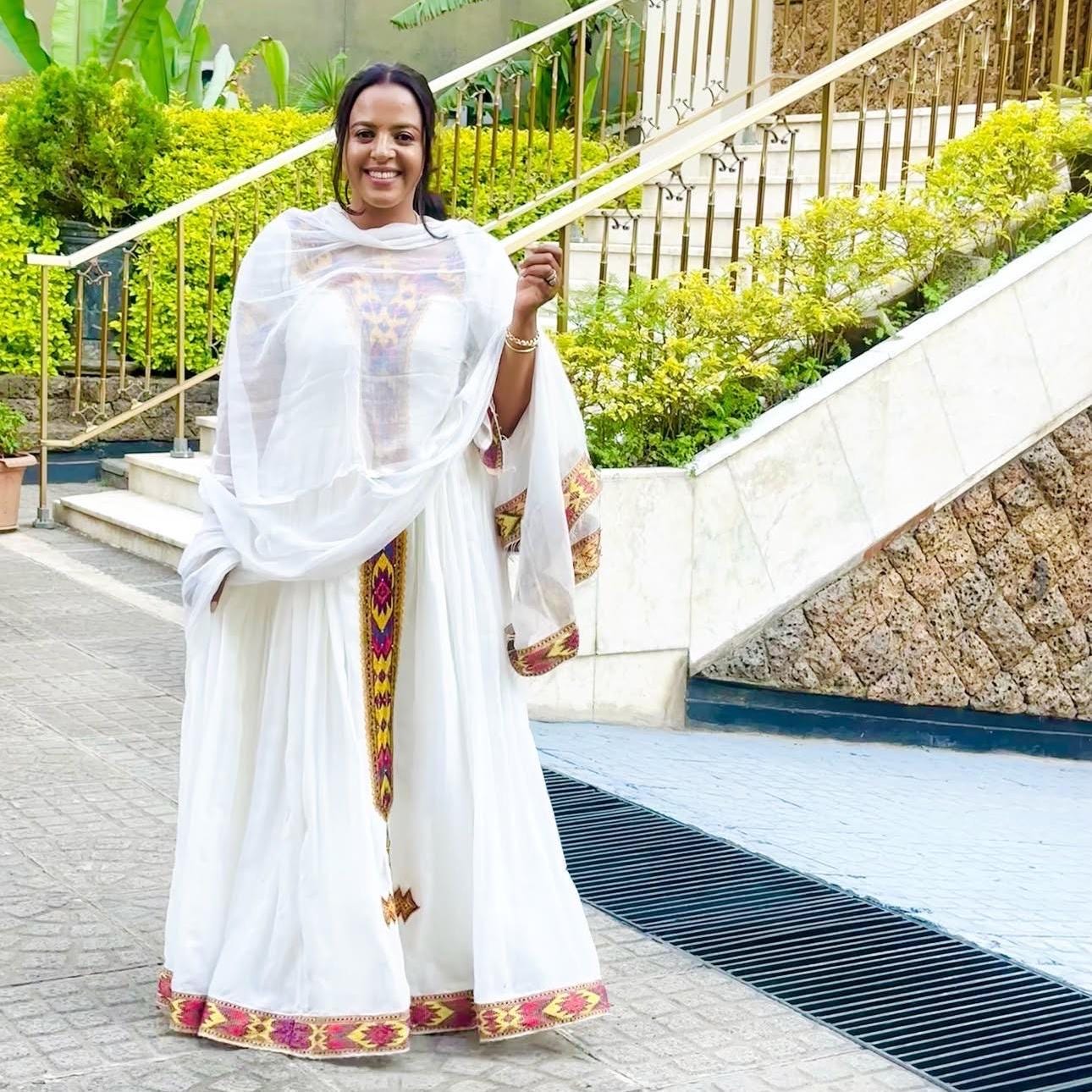 Habesha Dress, For Women, Ethiopian People Party Kemis, Habesha Cloth Design Gifts, Eritrea Apparel, |Cultural, Tibeb, Traditional New Tilet