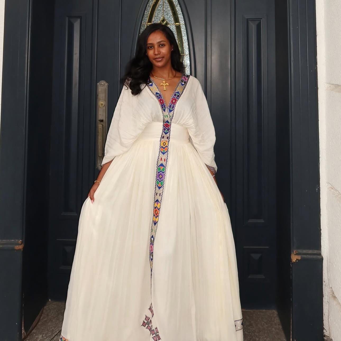 Ethiopian Cultural New Tilet Kemis, Zuria Tibeb, Ethiopian Traditional Wedding Dress, Modern Habesha Style