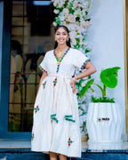 New Ethiopian Dress for Women: Handwoven Fetil Fabric, Modern Design Gift, Traditional Kemis for Cultural Events