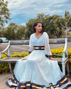 Elegant Shoa Oromo Dress, Traditional Brown Habesha Kemis, Handmade Ethiopian Tilet Outfit for Women, Cultural Wedding & Celebration Attire