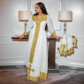 Habesha Kemis, Eritrean Cultural Clothing, Handmade Saba Design, New Ethiopian Traditional Gift Attire, Ethiopian Gold Zuria Dress for Women